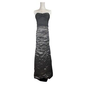 Nicole Miller Formal Ruched Sequin Strapless Formal Dress Black